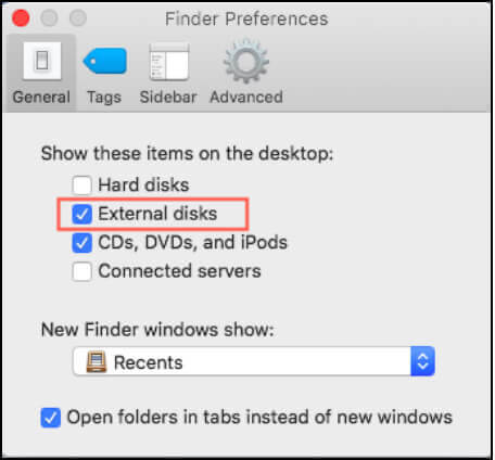 Enable external disks