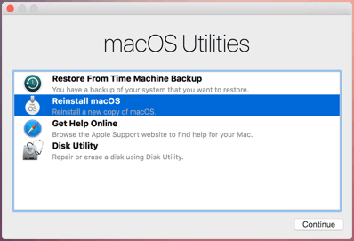 factory reset macos mojave
