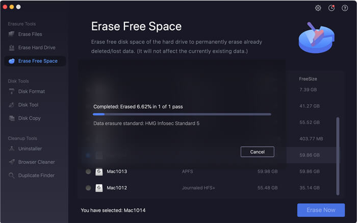 secure erase free space mac